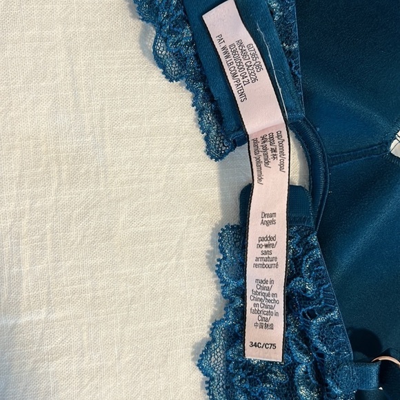 Victoria Secret Dream Angel Bra 34C Teal Shimmer Padded Wireless - Picture 4 of 4